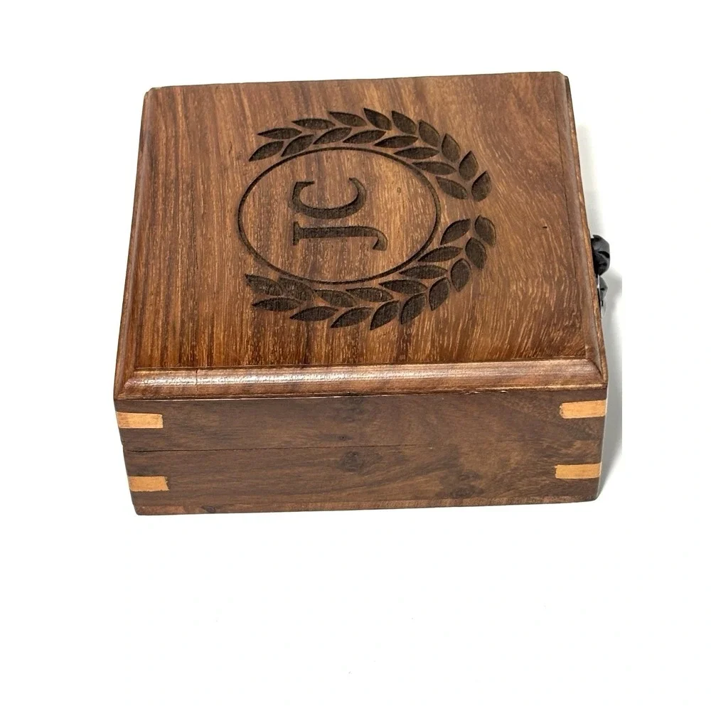 Gilbert & Sons London Sundial Compass in Wooden Box Engraved JC Maritime Gift